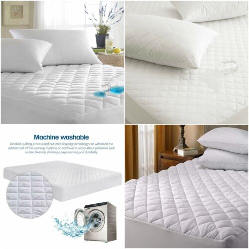 WATERPROOF QUILTED MATTRESS 100%COTTON PROTECTOR FITTED SHEET SINGLE DOUBLE KING