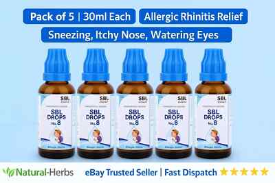SBL Drops No.8 for Allergic Rhinitis Itchy Nose Sneezing 30ml x 5 Free Ship USA