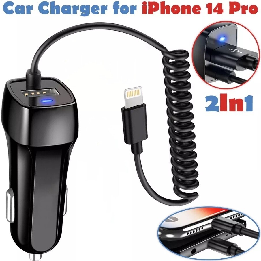 Car Charger USB Cigarette Lighter Socket Adapter For iPhone 14 13 Pro Max  XR X