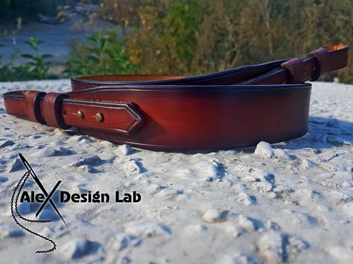 Rifle Leather Strap Hunting Tactical Shotgun Rifle Sling Gun Leather Genuine - Picture 37 of 44