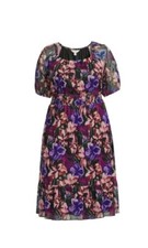 Terra & Sky Women's Plus Size Smocked Mesh Dress Multicolor 0X (14W) NWT