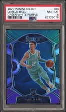 LaMelo Ball 2020 Select #63 Green White Purple Prizm Hornets - PSA 8 NM-MT