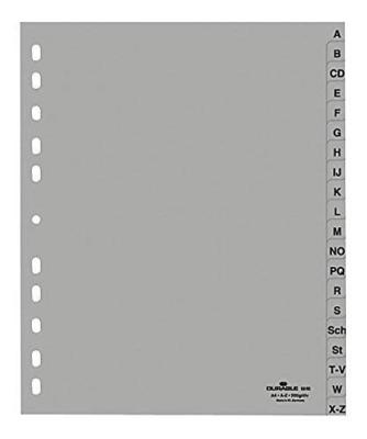 20er Maxi Sparpack Durable Ordnerregister DIN A4, A-Z, grau, 20 Stück, 6520-10