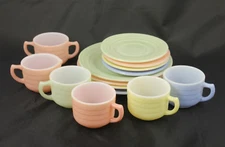 Vintage Hazel Atlas 14pc Child's Dish Set Pastel Moderntone Pattern