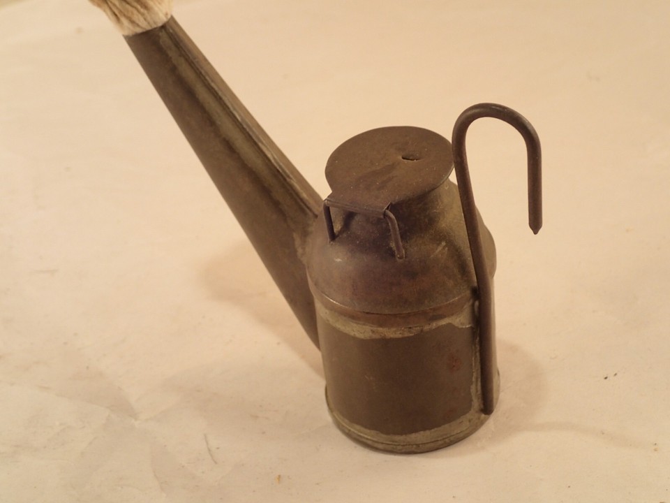 HUNT & CONNELL, SCRANTON, 1883 Tin Teapot Oil Wick Coal Miners Mining