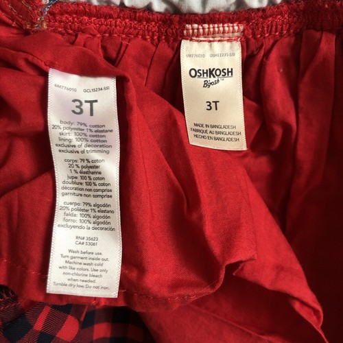 OshKosh Vestback 3T Buffalo Print Denim Jumper Red - Picture 3 of 3