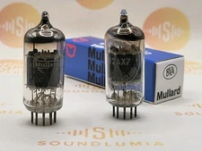 Mullard ECC83 Short Plates Matched Pair Shield/Tungsram Logos Blackburn '59/'60