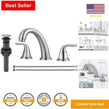 Premium Matte Black Widespread Bathroom Faucet - Easy Install - Pop Up Drain