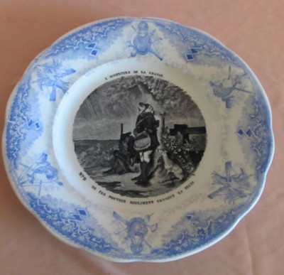 Talking Plate Creil Montereau Marli Blue The Opening Of The Hunt No. 9