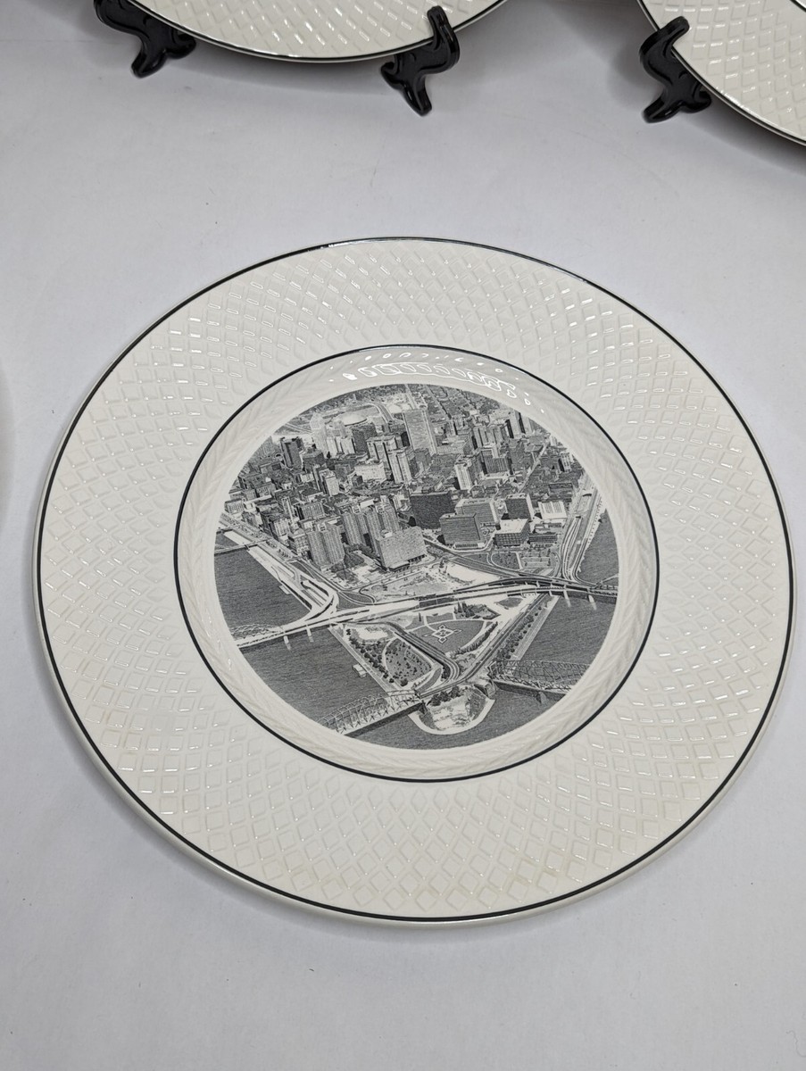5x Spode Copeland MANSARD Mason Plates: Boston, Pittsburgh
