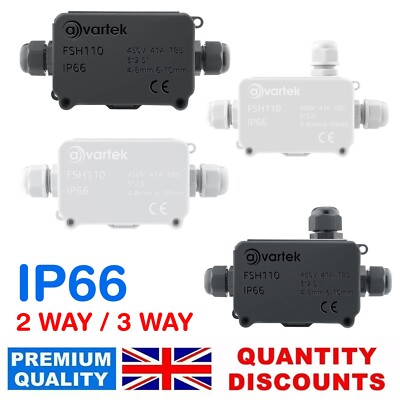 OUTDOOR ABZWEIGDOSE WASSERDICHT IP66 ELEKTROKABEL STECKER CASE 2 3 FACH