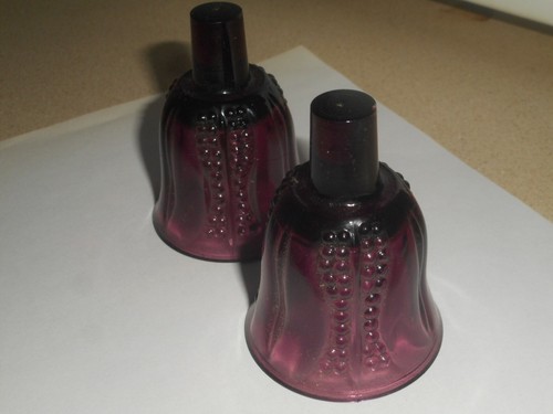 2 Dell Purple Amethyst Glass Tulip Shot Glasses Decanter Stoppers DEPRESSION ERA - Picture 8 of 24