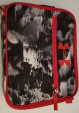 Under Armor Lunch Cooler Red/bl. Adjust. Molded Rubber Handle Clips on Back Pack