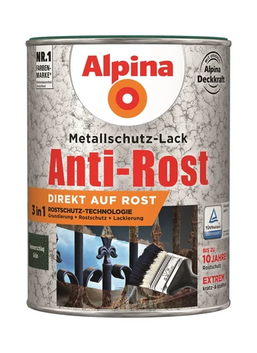 Alpina Metallschutzlack Anti-Rost Hammerschlag Grün 2,5 Liter