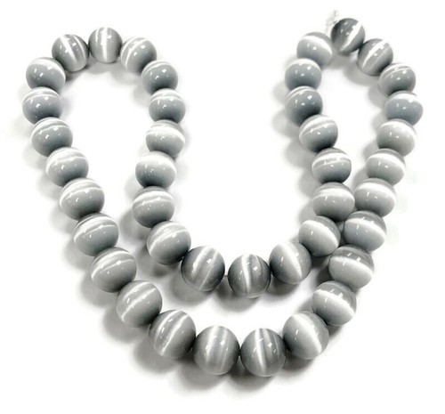 38 Vidrio gris fibra óptica ojo de gato 10 mm. Cuentas redondas lisas CH86 - Imagen 3 de 4