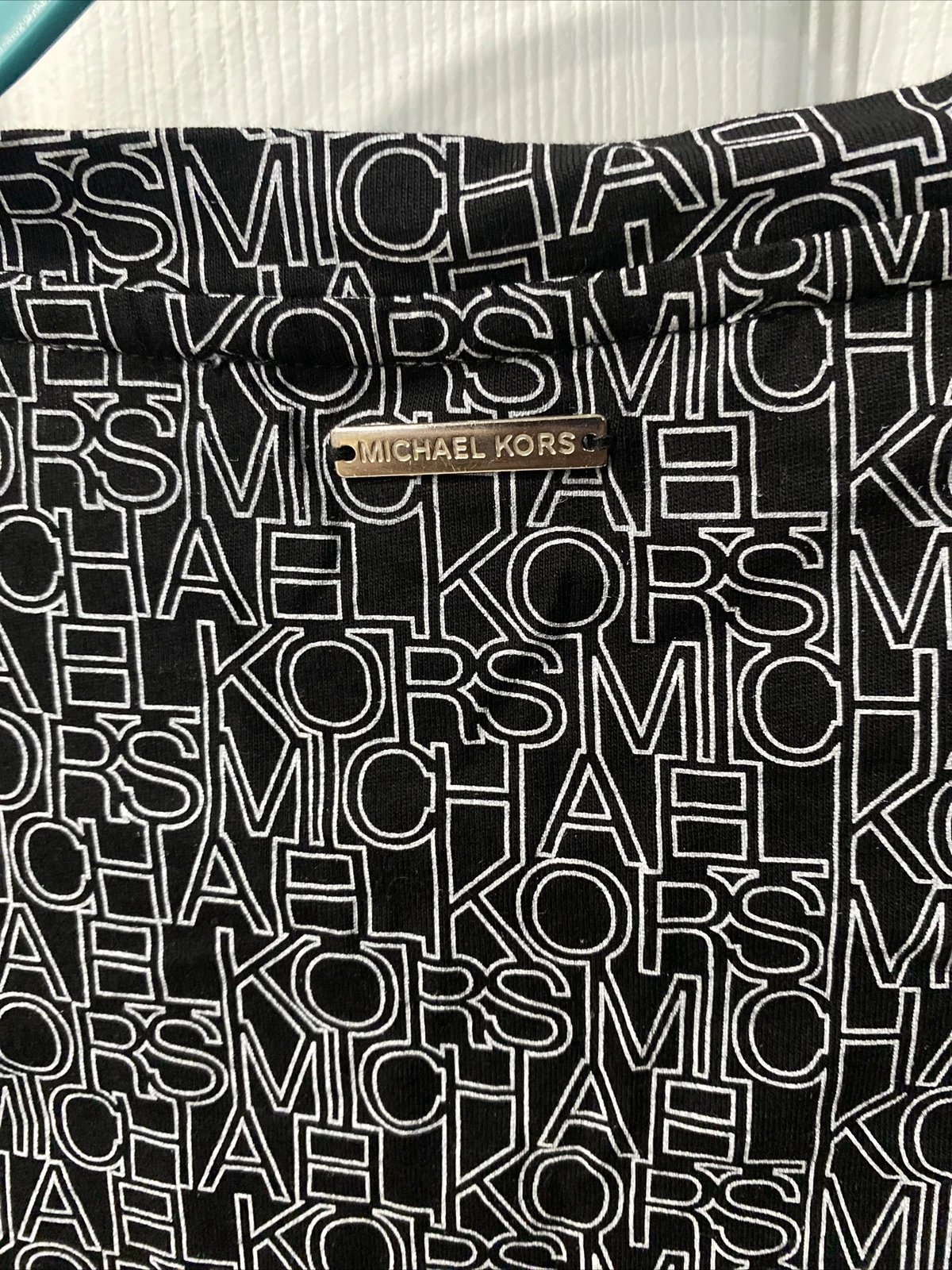 Abito maglietta Michael Michael Kors donna nero bianco logo cotone taglia L