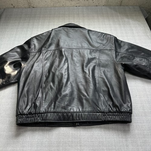 Croft Barrow Leather Jacket Mens XL Black Bomber Motorcycle Quilted Lining - Picture 4 of 10