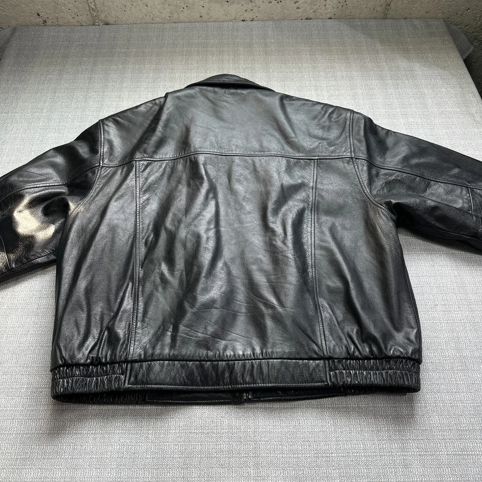 Croft Barrow Leather Jacket Mens XL Black Bomber Motorcycle Quilted Lining - Image 4 of 4