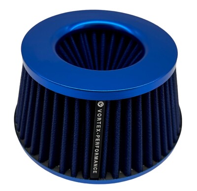 Short Cone Air Filter Adjustable 3 3.5 4 inch inlet High Flow small slim BLUE