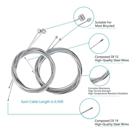 4pcs bike brake & shifter cable set complete inner replacement kit for mountain - Picture 6 of 6