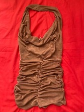 Fashion Nova Brown Size Small Ruched Halter Neck Bodycon Romper