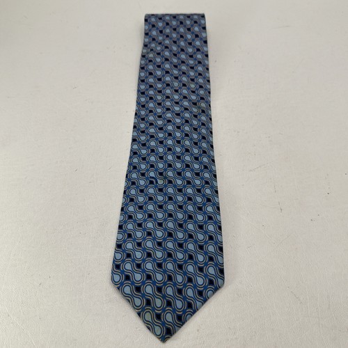 Structure Tie Mens 58 in Silk Blue Tones Diagonal Infinity Wide - Picture 3 of 9