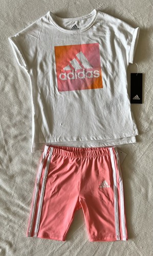 ADIDAS Little Girl's Tee Shirt & Biker Shorts, 2-Piece Set - Picture 5 of 6