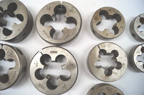 LOT (28) Morse TRW Ace Round Split Thread Dies 8/32" to 2" HSS USA E153 - Picture 5 of 9