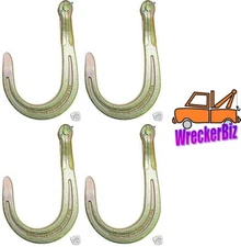 SET OF 4 - Grade 70 CLEVIS J HOOK, WRECKER, TOW TRUCK, ROLLBACK, WINCH, CHAIN