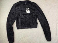 NWT! FOREVER 21 Size Large Women's Black Fuzzy/Furry Sweater Shirt