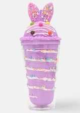 16oz Ice Cream Bunny Ear Plastic To Go Tumbler Cold Drink Ware Cup w/ Lid Straw.