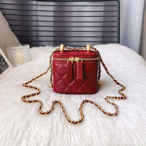 Mini Bolso de Hombro Pequeño Acolchado de Piel de Cordero con Estuche de Tocador de Cadena - Imagen 62 de 63