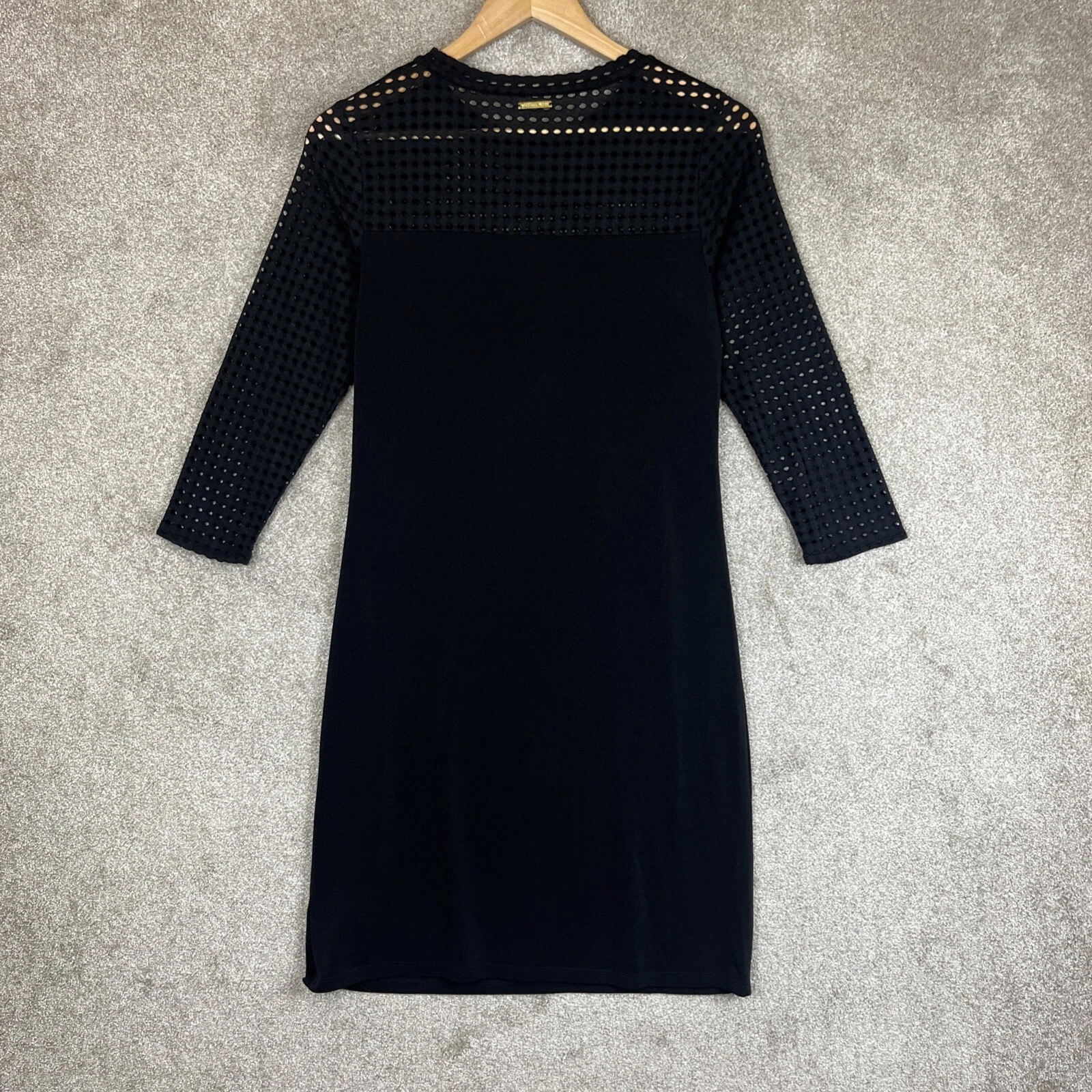 Michael Kors Vestito Donna Extra Small Nero Manica 3 4 Maglione Elasticizzato 2108*