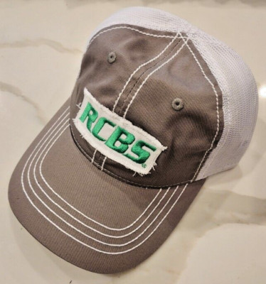 RCBS Reloading Gray White Hat Cap Men Adjustable Hook and Loop Back Ballcap