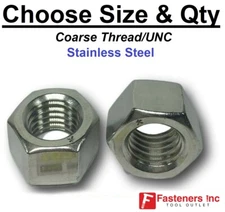 Finished Hex Nuts Stainless Steel (All Sizes & Qty's) 18-8 / 304 Grade UNC