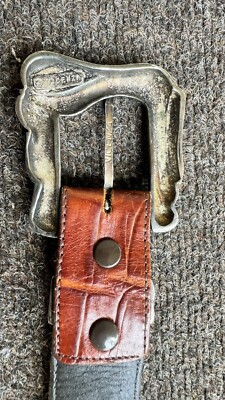 Vintage Vicenza Brown Leather Alligator Print Silver Tone  display picture 2