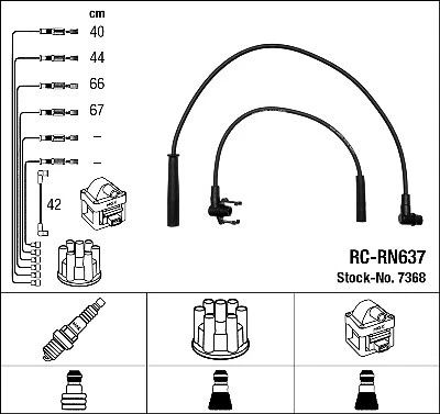 KIT DE CÂBLES D'ALLUMAGE POUR RENAULT NGK 7368 - Photo 2/4