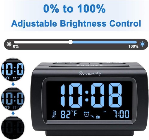 Digital Alarm Clock With Fm Radio Usb Charging Temperature Display Snooze - Picture 4 of 7