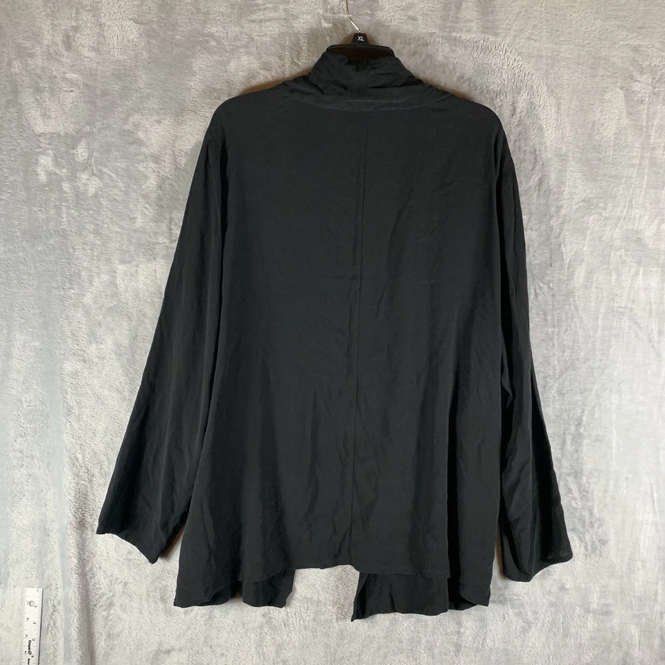 Cárdigan Blazer Mujer Eileen Fisher Cuello Frontal Abierto Negro 100% Seda Plus Foto 2 de 4