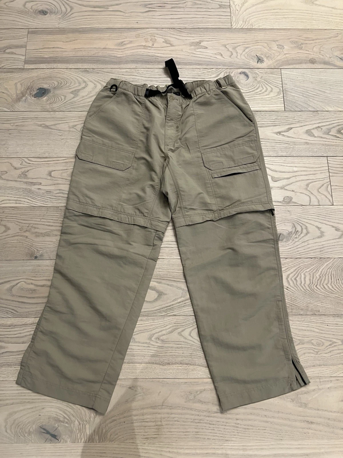 Eddie Bauer Nylon Convertible Hiking Pants Zip Off Shorts Khaki XL-32 Outdoor