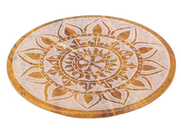 Indischer RäUcherstäBchenhalter Ø 7,5 Cm Aus Speckstein, Mandala Untersetzer-image