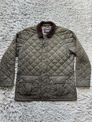 Chaqueta Lands End Para Hombre Grande Verde Acolchada Granero Tareas Pana Cuello Forrado - Imagen 1 de 15