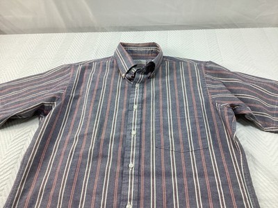 Arrow Brigade Shirt Mens 151/2 Medium Blue Stripes Button Down Vintage USA