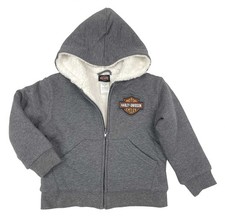Harley-Davidson Little Boys' Bar  Shield Sherpa Lined Fleece Zip Hoodie, Gray