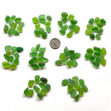 Surf Tumbled Sea Glass Rich Green 100 Pieces Craft Quality For Mosaics Etc