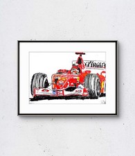 Original Ferrari Modern Abstract Racing Car Drawing A3 Motorsport Art Wall Art