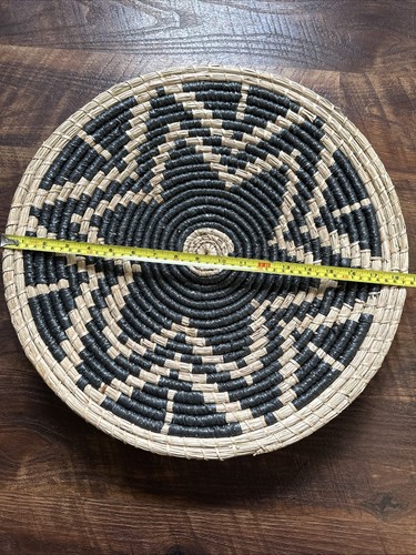 3 geflochtene Wanddeko Korb Rattan, hellbraun schwarz Seegras Boho Wandbehang mit Haken - Bild 10 von 10