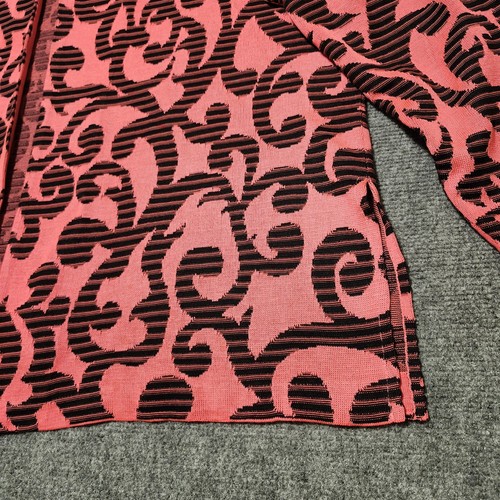 Ming Wang Cardigan Womens 3X Pink Coral Black Open Front Knit Jacket - Picture 2 of 16