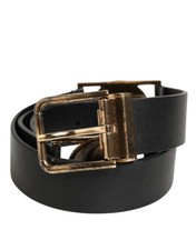 Dolce & Gabbana Black Leather Gold Silver Coin Buckle Men's Belt