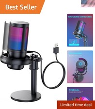 RGB Gaming Microphone with Quick Mute  Stand   USB Condenser Mic for Streaming